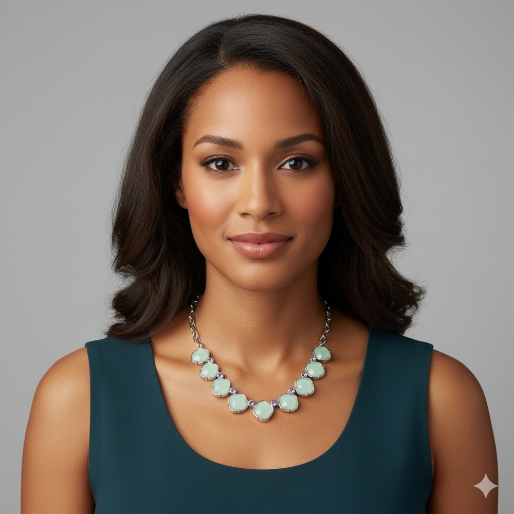 Lia Sophia Silver and Mint Necklace